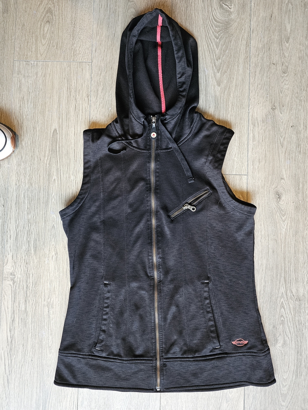 Sims Snowboarding Sleeveless Black Zip-Up Hoodie - Womens Jacket